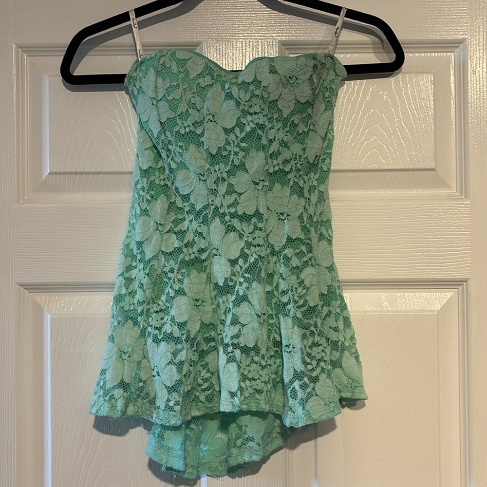 Papaya Mint hi-lo strapless top